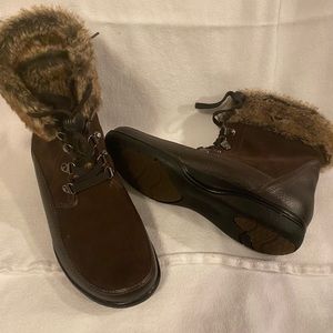 Brown suede ankle winter boots